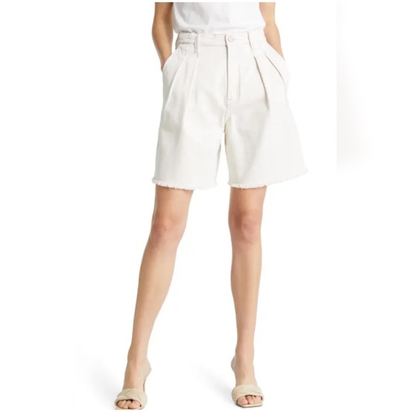 NWT Pistola Layne Pleated High Waist A-Line Denim Shorts - Picture 4 of 10